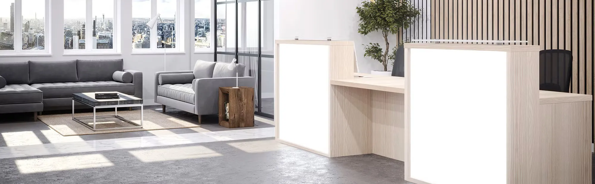 Clarke Rendall Light Reception Desk - Presentation Media
